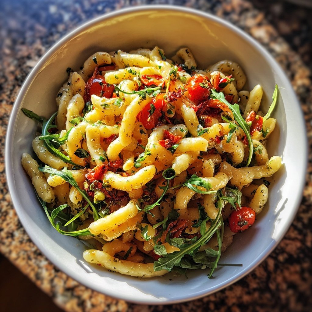 Mediterraner Nudelsalat Mit Rucola