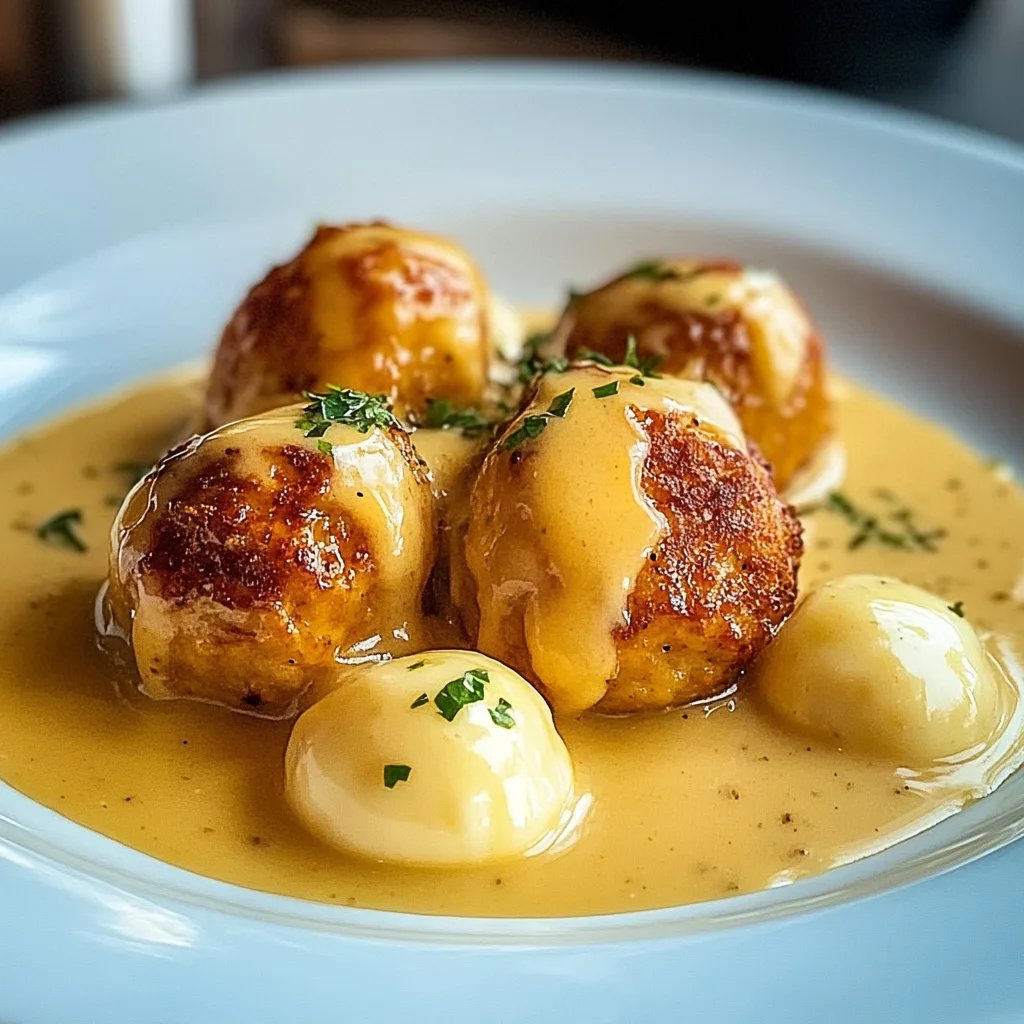 Hackbällchen in cremiger Sauce mit Kartoffelpüree
