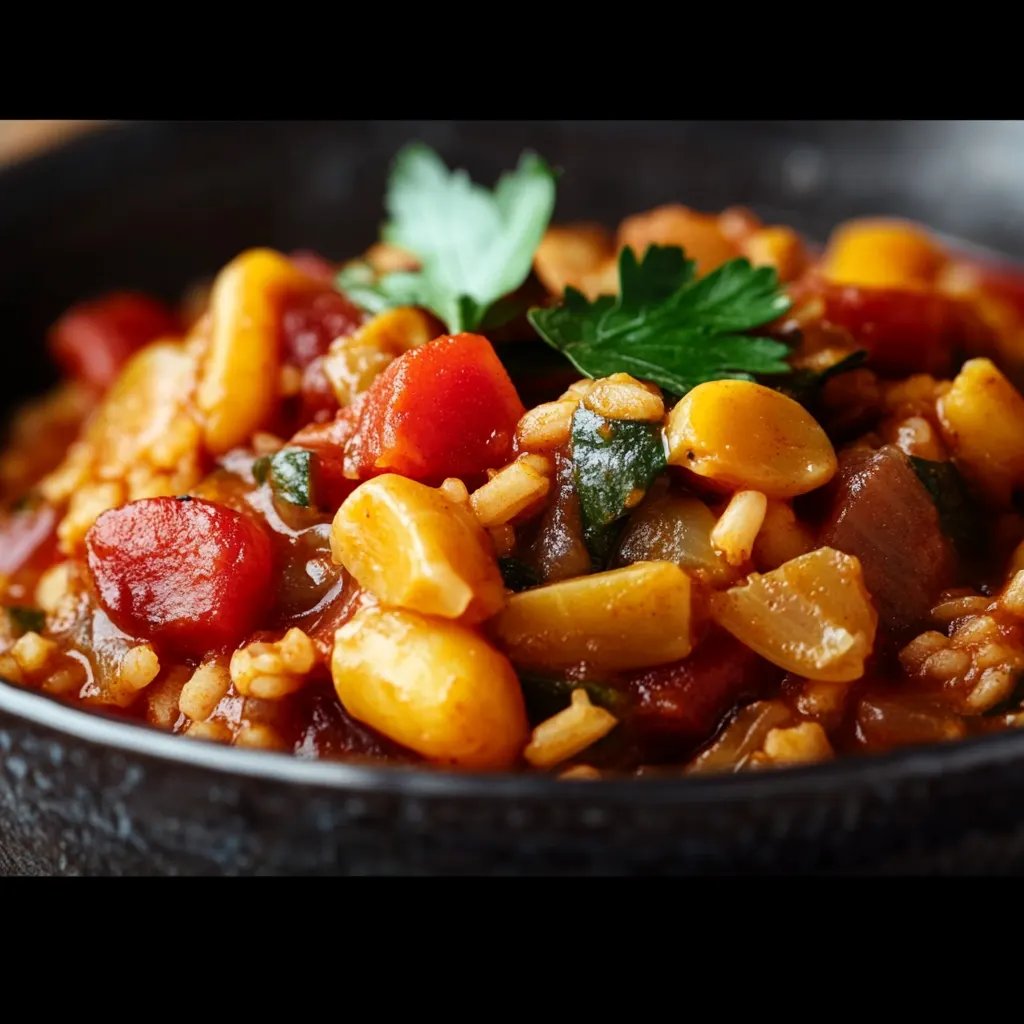 Vegetarische Reispfanne mit Kidneybohnen, Mais und Paprika